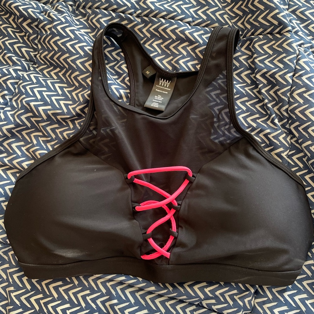 Black and Pink Sports Bra